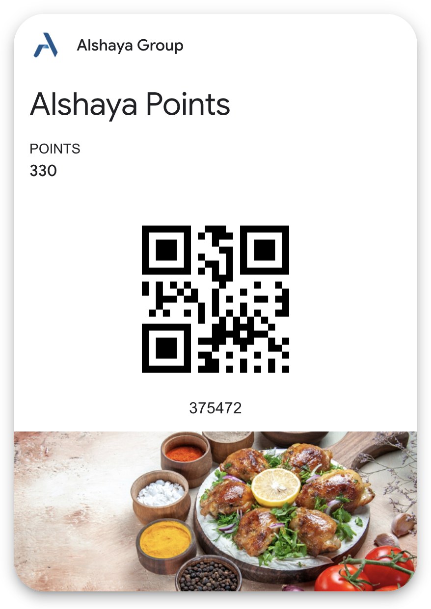 The same Point Card in Google Wallet: 330 points.
